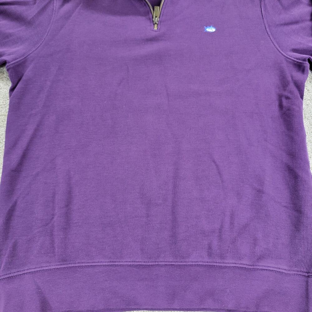 Southern Tide The Skip Jack Sweater Mens M Purple Ribbed Knit 1/4 Zip Logo - Picture 11 of 15